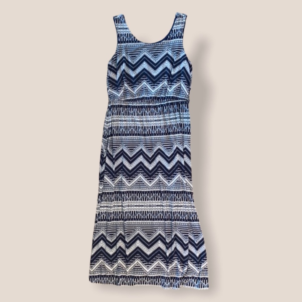 Navy & White Maxi Dress